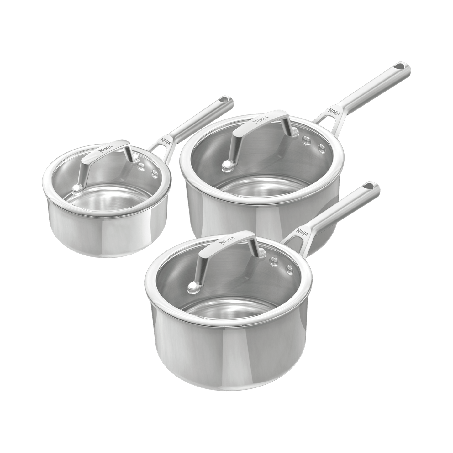 Ninja EverClad 3-teiliges Topf-Set aus Edelstahl mit Deckel | Default Title | Main product image