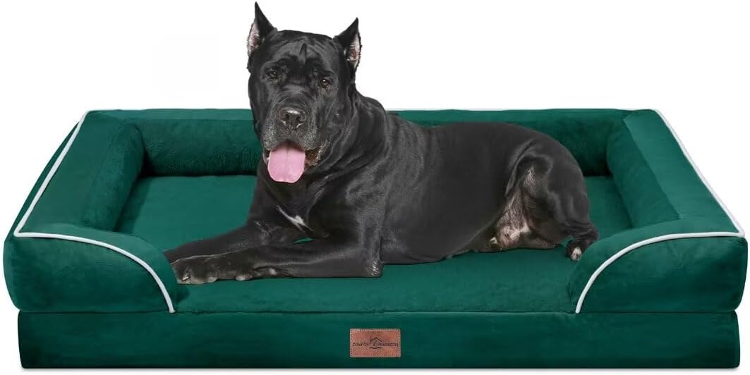 Comfort Expression Orthopedic Dog Bed for Extra Large Dogs with Bolster | Waterproof Dog Couch Bed with Washable Cover & Non-Slip Bottom, Supportive Egg Crate Foam XL Pet Bed, 42x30 Inch