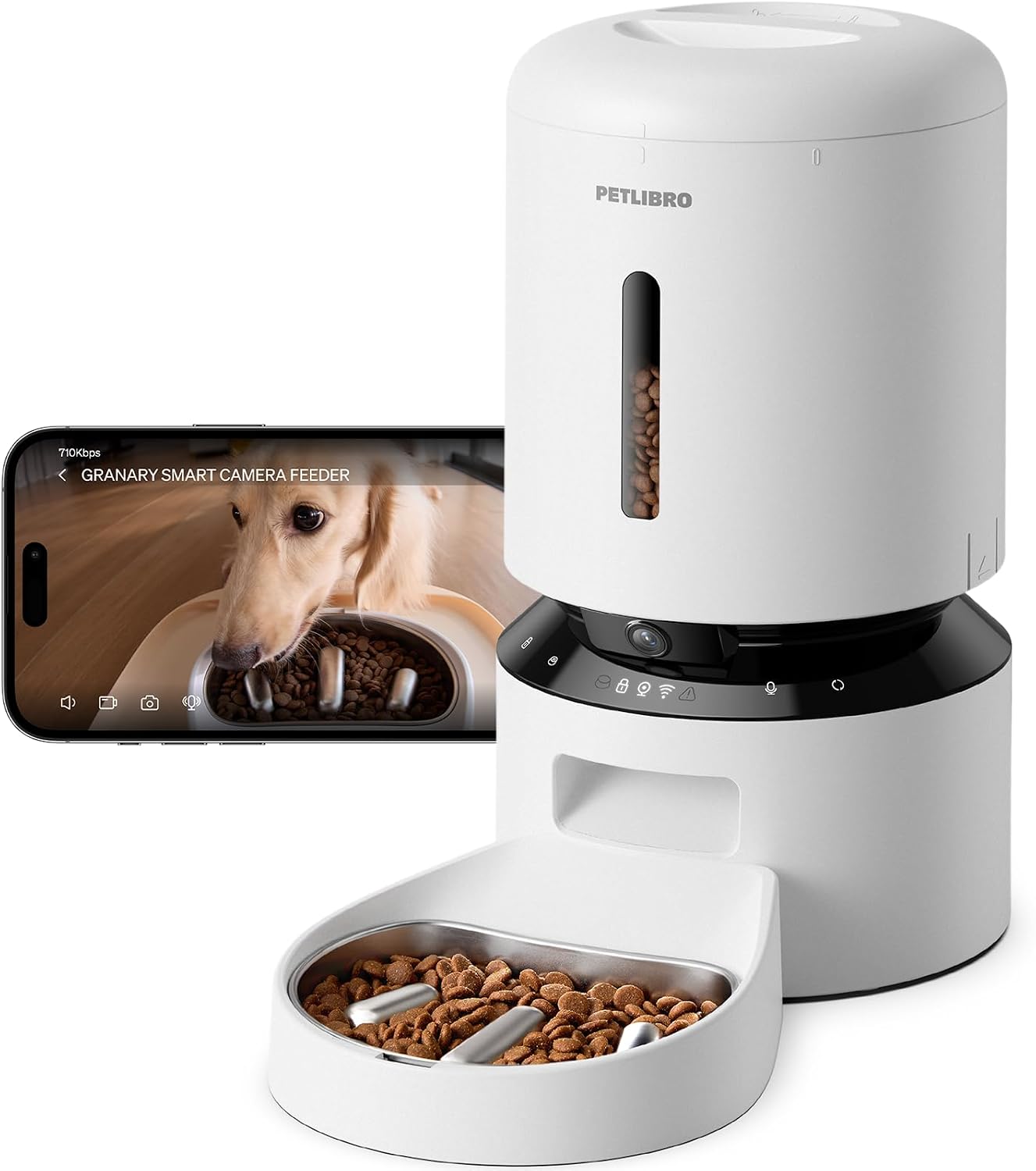 Automatic Cat Feeder, 5G WiFi Automatic Dog Food Dispenser with Freshness Preservation, 5L Timed Pet Feeder with Low Food Sensor, Up to 10 Meals Per Day, Granary Black