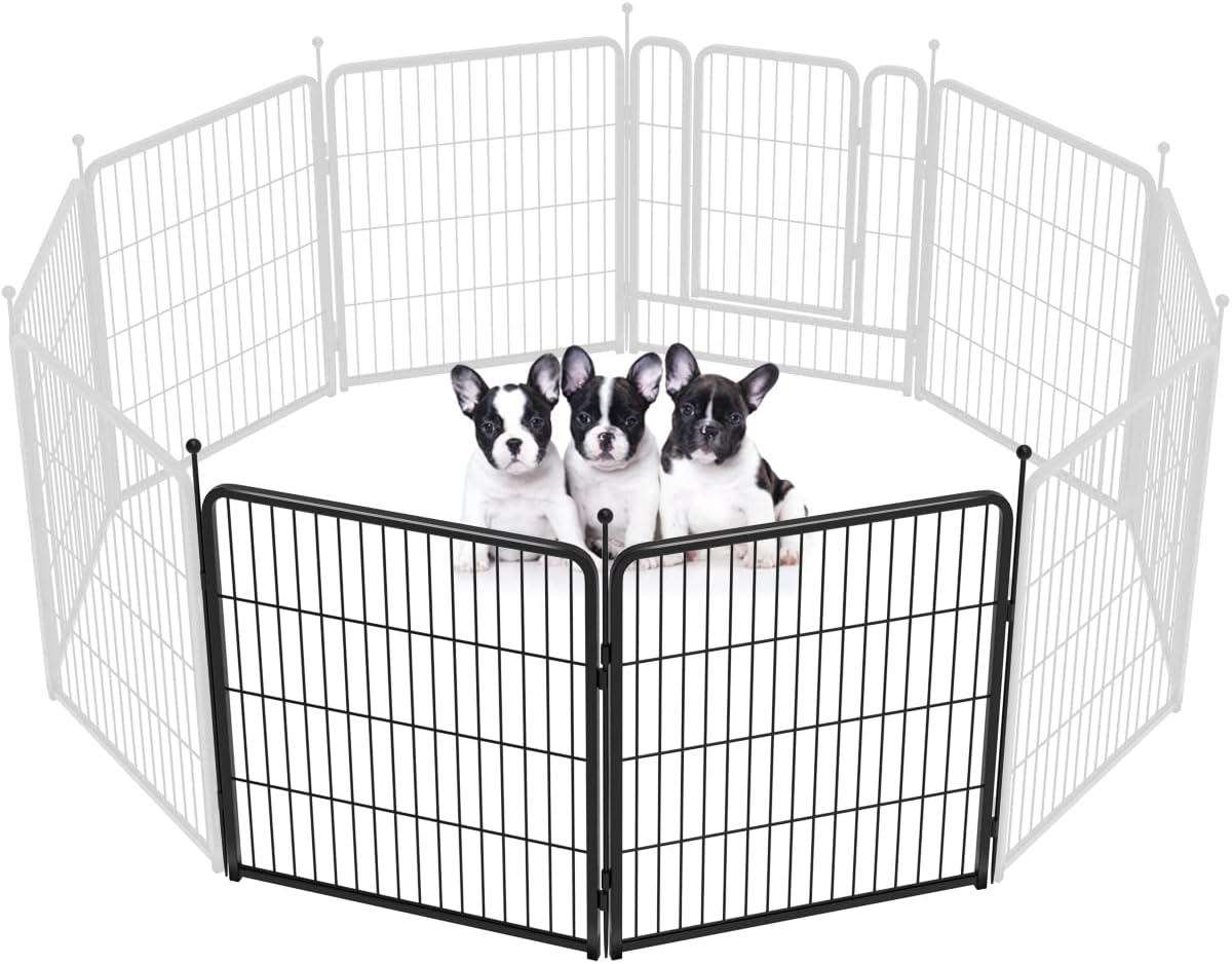 Rollick Dog Playpen, Indoor, Yard & RV Camping, 24" H, 8 Panels | Easy setup, Heavy-duty, DIY layouts, Walk-through gate, for Puppies & Small Dogs, Patented