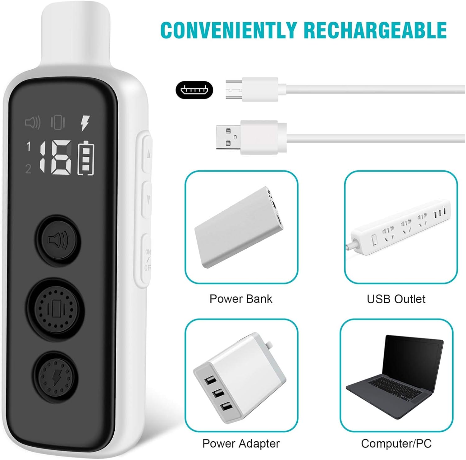 Bousnic Dog Shock Collar for 2 Dogs - (8-120lbs) Waterproof Rechargeable Electric Dog Training Collar with Remote for Small Medium Large Dogs with Beep Vibration Safe Shock Modes(Grey) | Product image 7