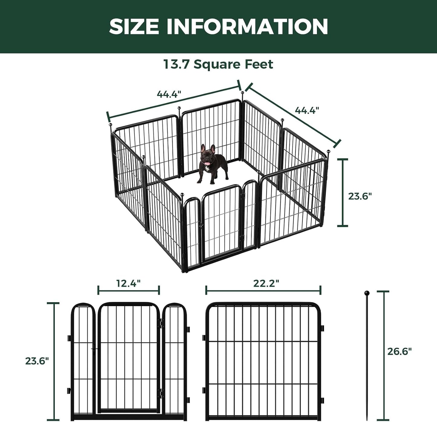 FXW Rollick Dog Playpen, Indoor, Yard & RV Camping, 24" H, 8 Panels | Easy setup, Heavy-duty, DIY layouts, Walk-through gate, for Puppies & Small Dogs, Patented | Product image 8