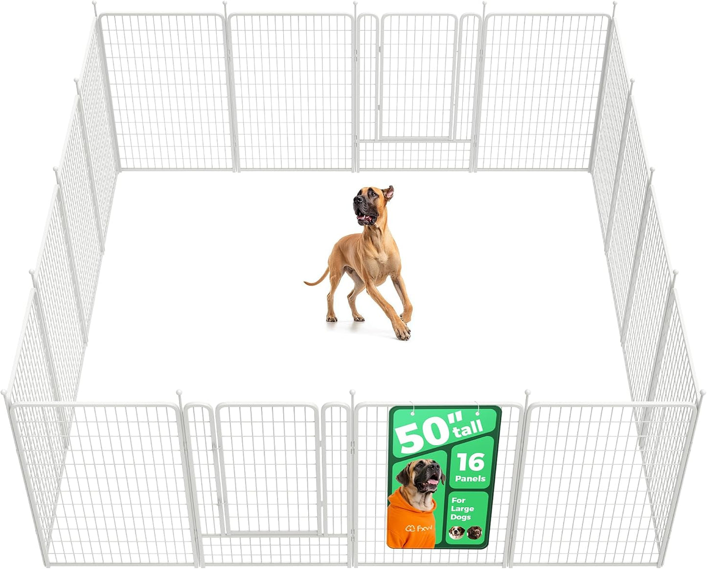 Rollick Dog Playpen, Indoor, Yard & RV Camping, 24" H, 8 Panels | Easy setup, Heavy-duty, DIY layouts, Walk-through gate, for Puppies & Small Dogs, Patented