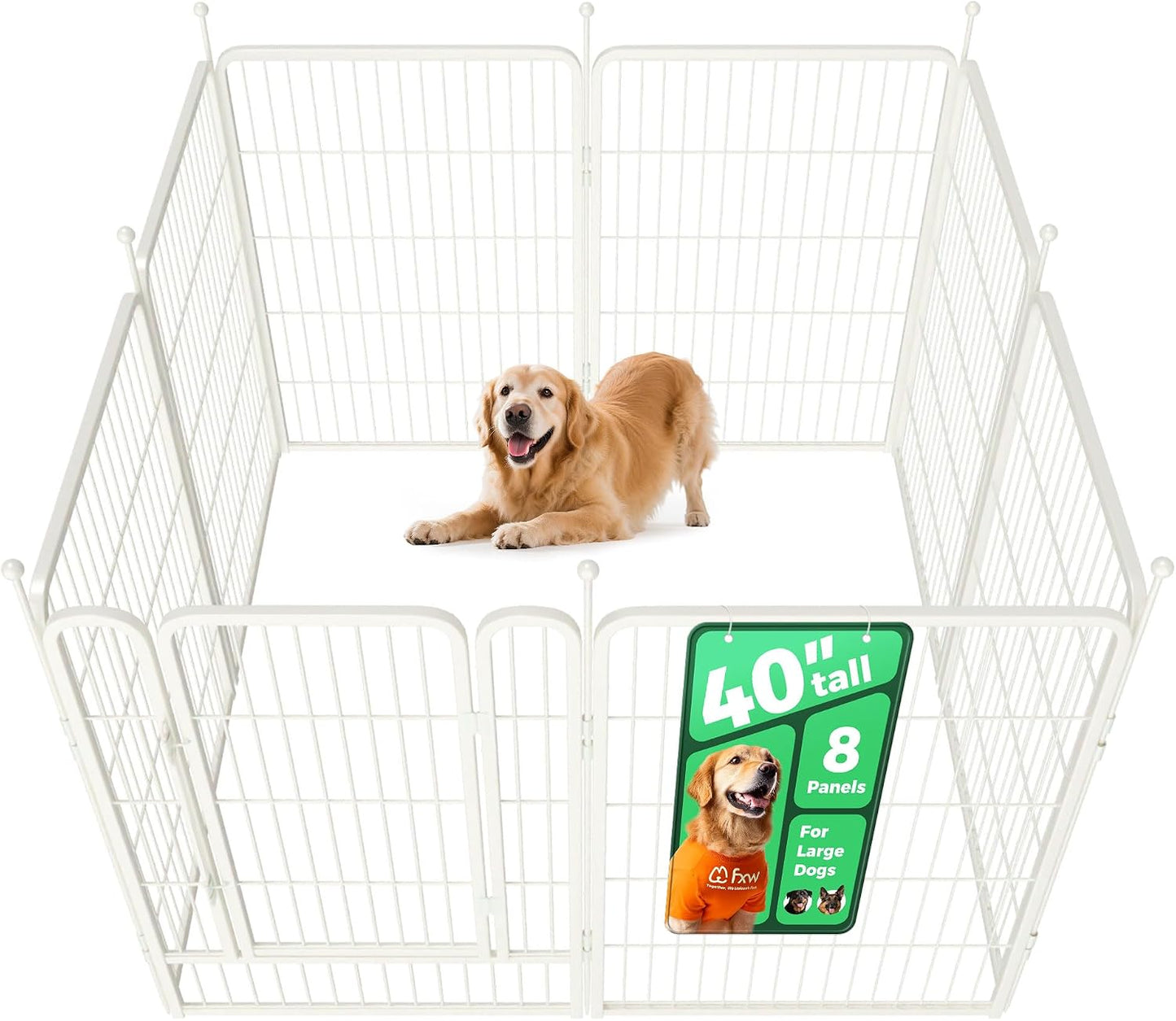 Rollick Dog Playpen, Indoor, Yard & RV Camping, 24" H, 8 Panels | Easy setup, Heavy-duty, DIY layouts, Walk-through gate, for Puppies & Small Dogs, Patented