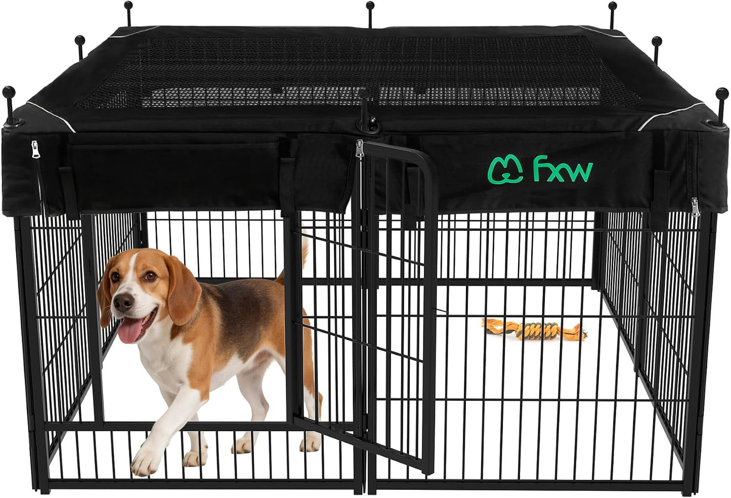 Rollick Dog Playpen, Indoor, Yard & RV Camping, 24" H, 8 Panels | Easy setup, Heavy-duty, DIY layouts, Walk-through gate, for Puppies & Small Dogs, Patented