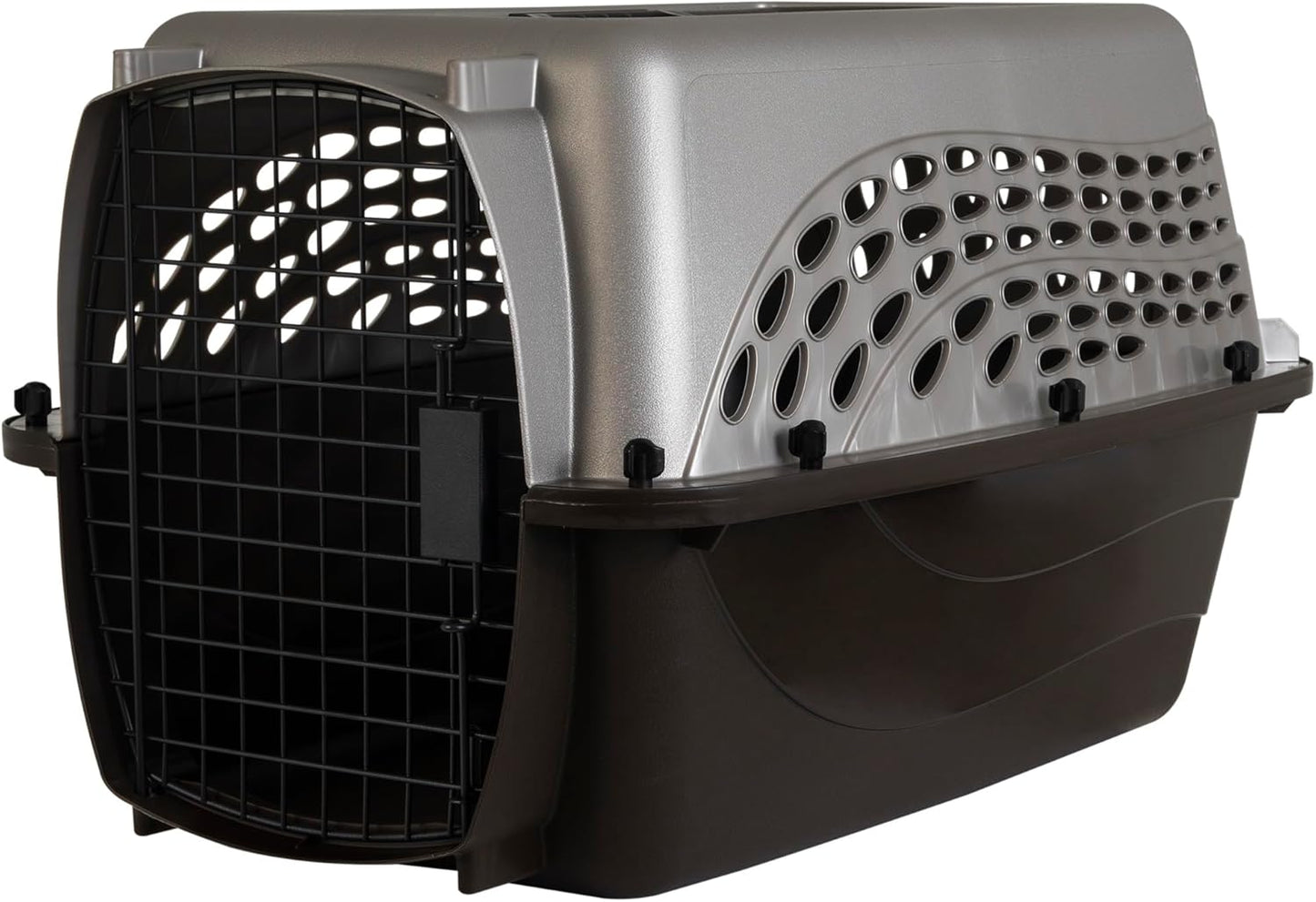 Dog Crates for Small Dogs & Cat Carriers, Two-Door Plastic Pet Kennel, Top & Front Loading, Made in USA, 24", Blue | Plastic pet kennel made in USA, for small pups and kittens, dual entry design, great for travel and vet trips, easy access