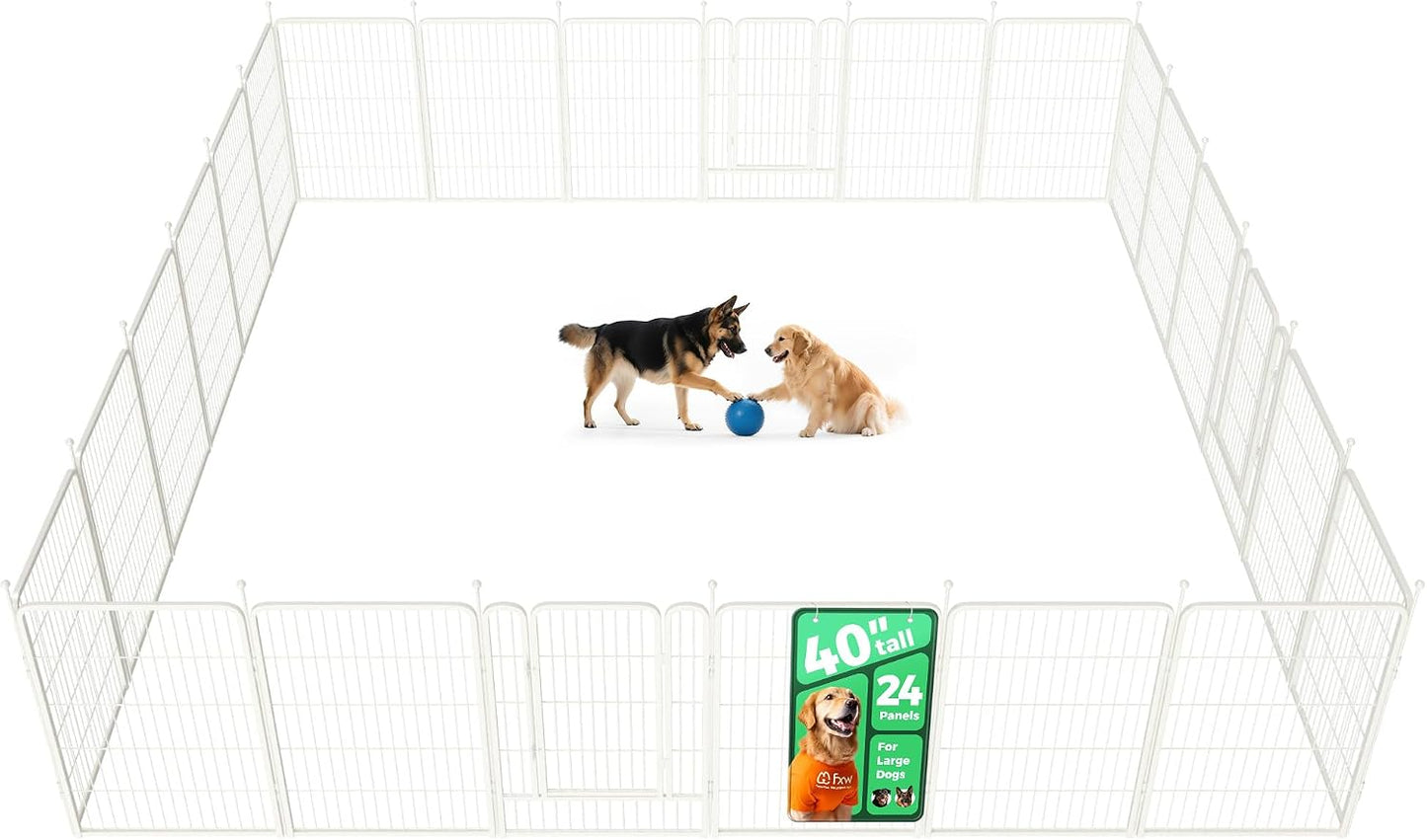 Rollick Dog Playpen, Indoor, Yard & RV Camping, 24" H, 8 Panels | Easy setup, Heavy-duty, DIY layouts, Walk-through gate, for Puppies & Small Dogs, Patented