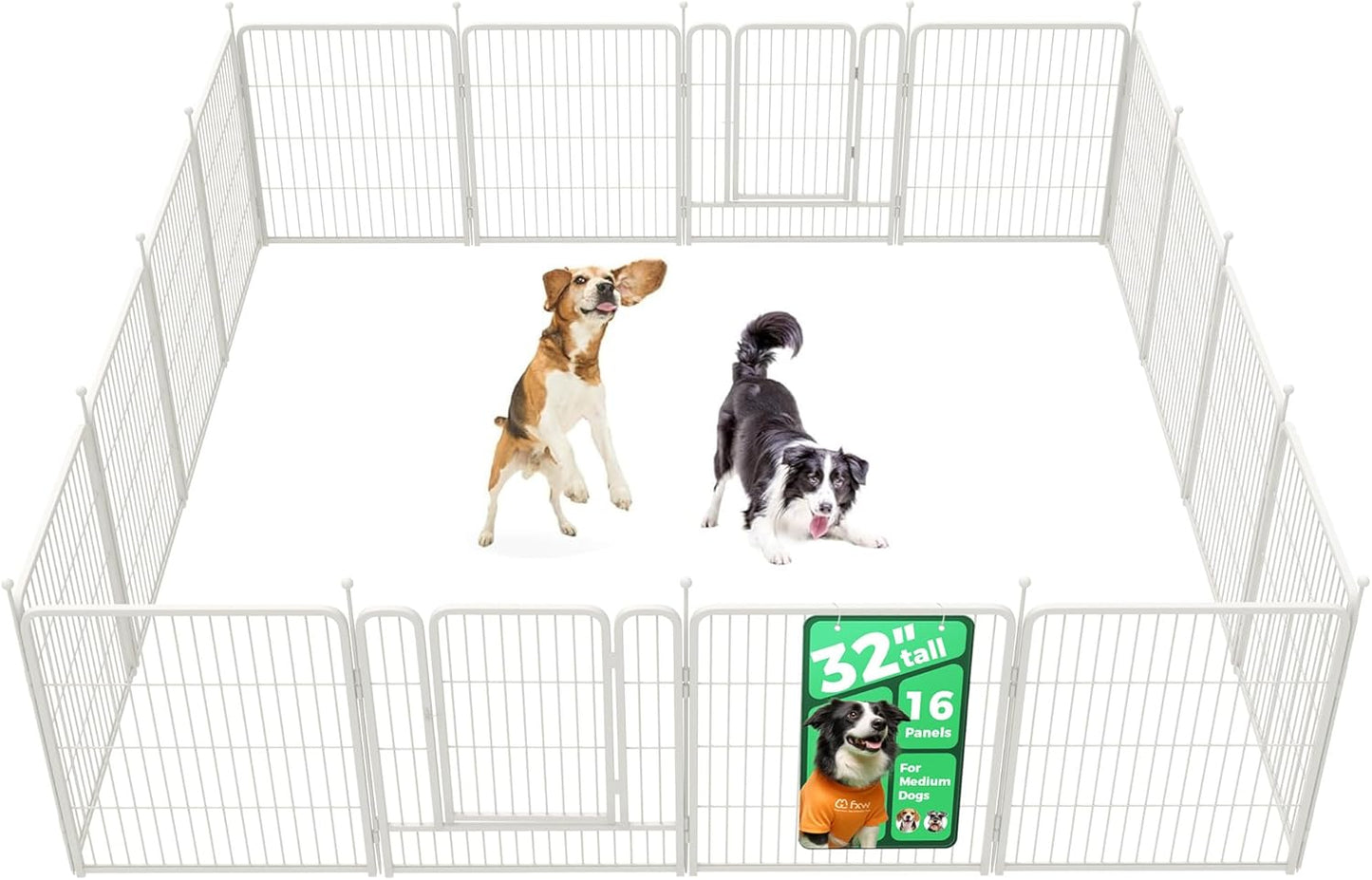 Rollick Dog Playpen, Indoor, Yard & RV Camping, 24" H, 8 Panels | Easy setup, Heavy-duty, DIY layouts, Walk-through gate, for Puppies & Small Dogs, Patented