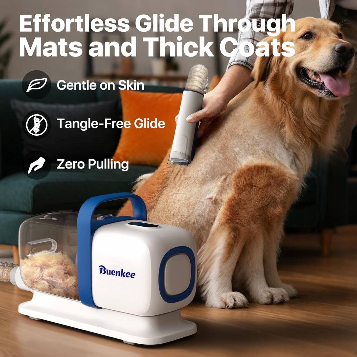 Buenkee Dog Grooming Vacuum Kit, 15000Pa Clipper, Shedding Brush, 2L, White | Brush, trim and deshed at home with less flying fur, mess-control suction and fewer emptying breaks during longer sessions | Product image 4