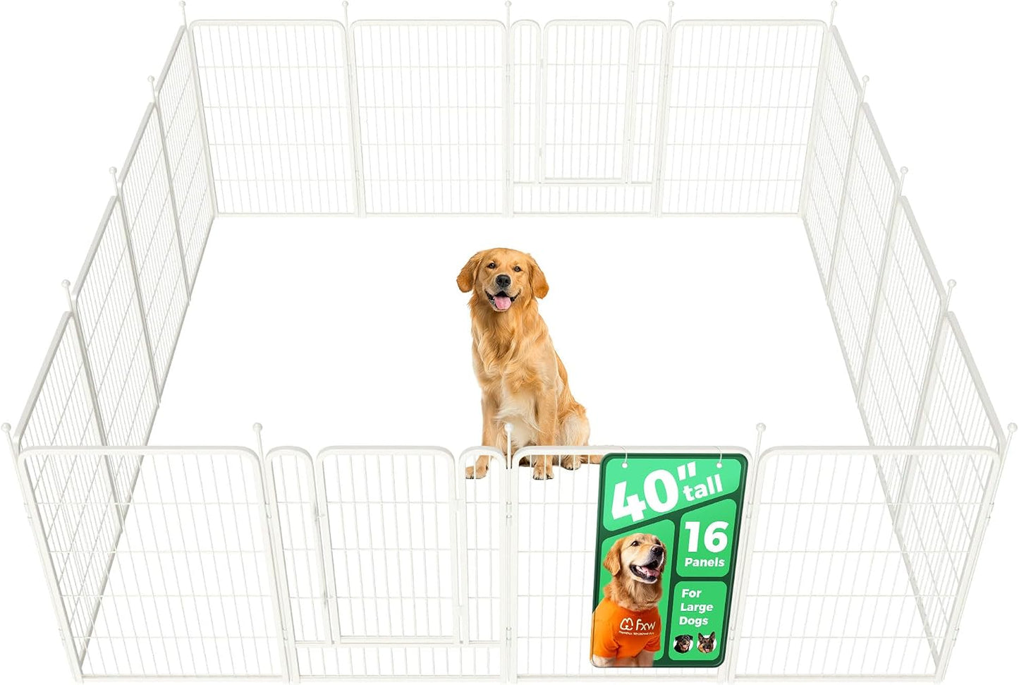 Rollick Dog Playpen, Indoor, Yard & RV Camping, 24" H, 8 Panels | Easy setup, Heavy-duty, DIY layouts, Walk-through gate, for Puppies & Small Dogs, Patented
