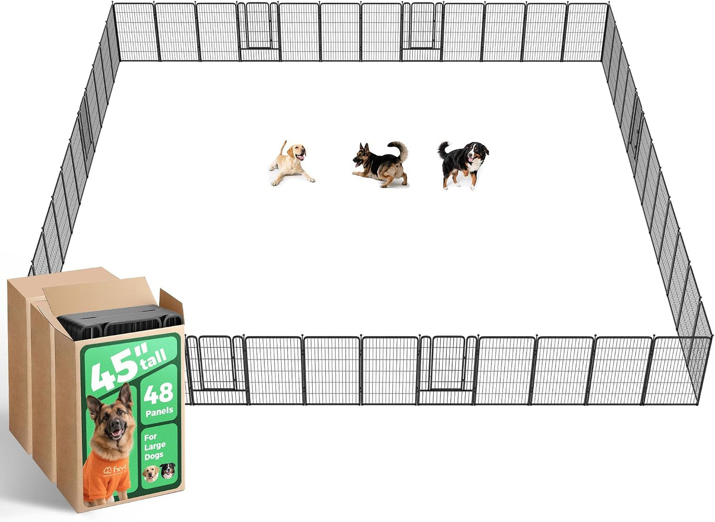 Rollick Dog Playpen, Indoor, Yard & RV Camping, 24" H, 8 Panels | Easy setup, Heavy-duty, DIY layouts, Walk-through gate, for Puppies & Small Dogs, Patented