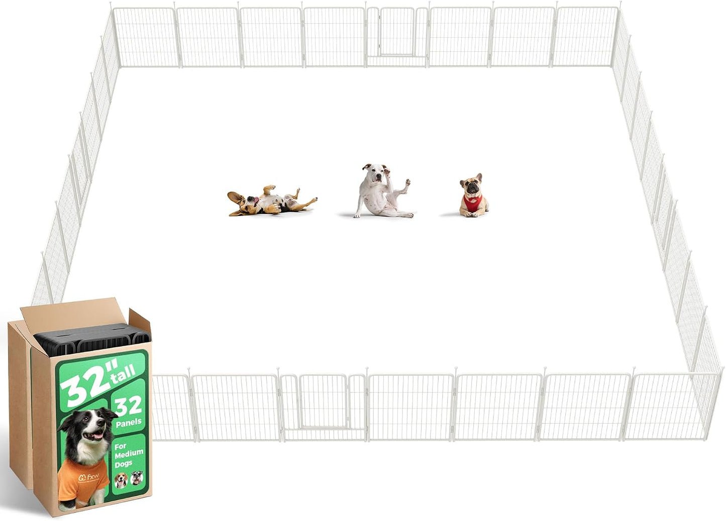 Rollick Dog Playpen, Indoor, Yard & RV Camping, 24" H, 8 Panels | Easy setup, Heavy-duty, DIY layouts, Walk-through gate, for Puppies & Small Dogs, Patented