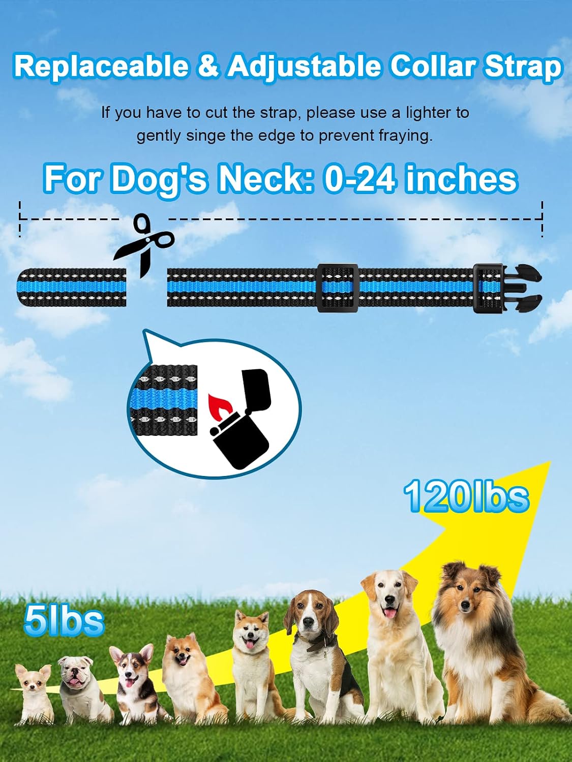 Bousnic Dog Shock Collar 2 Dogs (5-120Lbs) - 3300 ft Waterproof Training Collar for Dogs Large Medium Small with Rechargeable Remote, Beep (1-8) Vibration (1-16) and Humane Shock (1-99) Modes | Product image 6