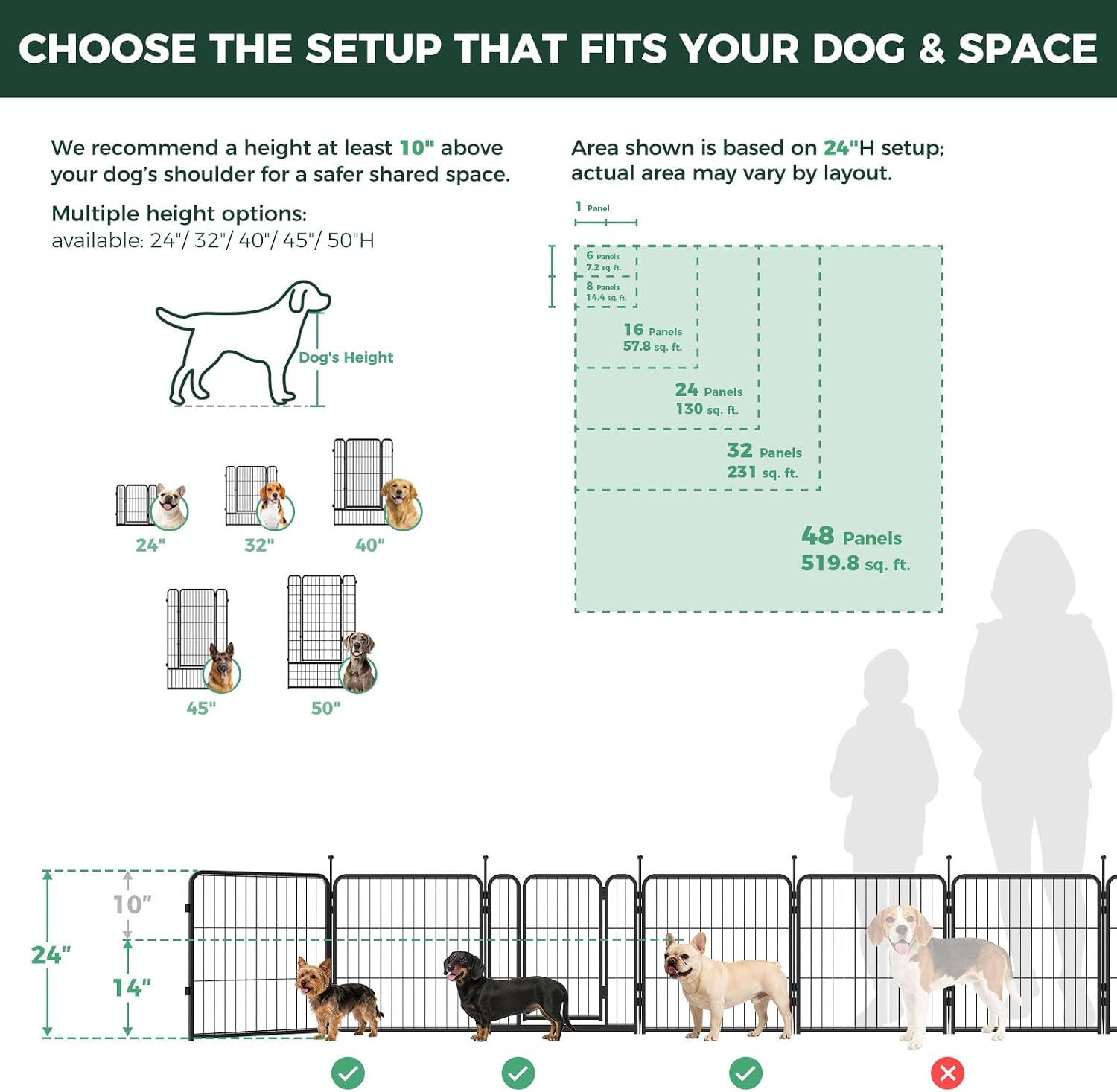 FXW Rollick Dog Playpen, Indoor, Yard & RV Camping, 24" H, 8 Panels | Easy setup, Heavy-duty, DIY layouts, Walk-through gate, for Puppies & Small Dogs, Patented | Product image 7