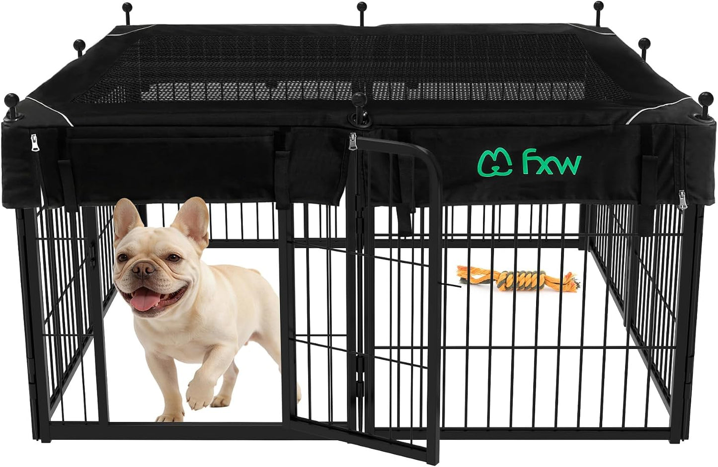Rollick Dog Playpen, Indoor, Yard & RV Camping, 24" H, 8 Panels | Easy setup, Heavy-duty, DIY layouts, Walk-through gate, for Puppies & Small Dogs, Patented