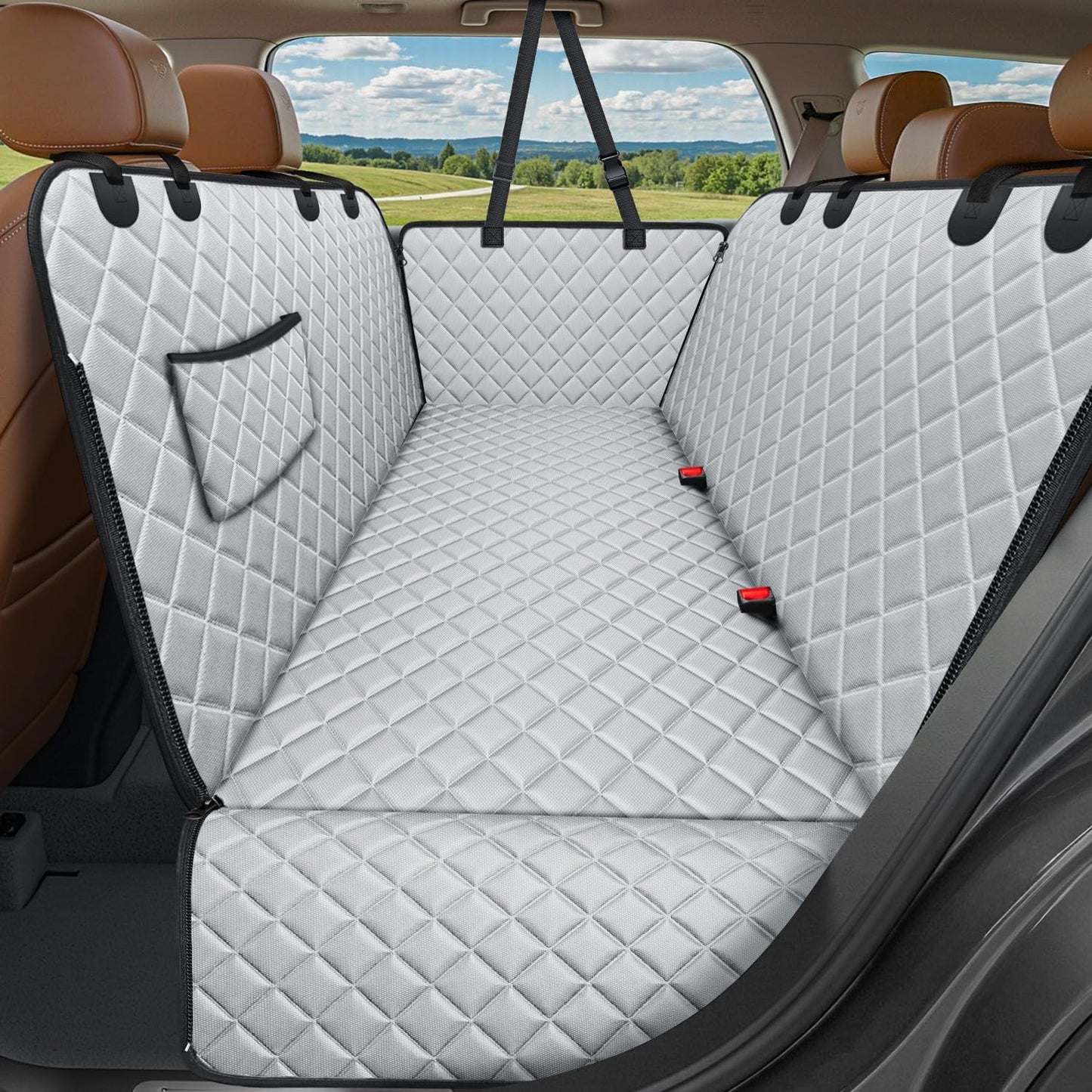URPOWER Dog Car Seat Cover for Back Seat | Color: Light Gray | Size: Standard - 54" Length | Variant main image