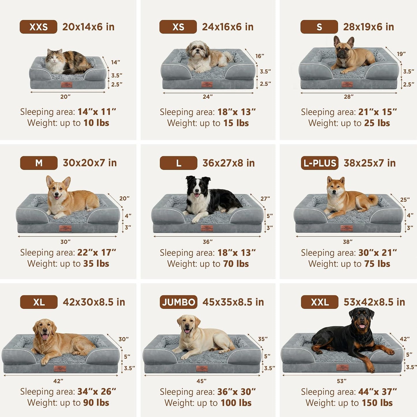 Comfort Expression Orthopedic Dog Bed for Extra Large Dogs with Bolster | Waterproof Dog Couch Bed with Washable Cover & Non-Slip Bottom, Supportive Egg Crate Foam XL Pet Bed, 42x30 Inch | Product image 8