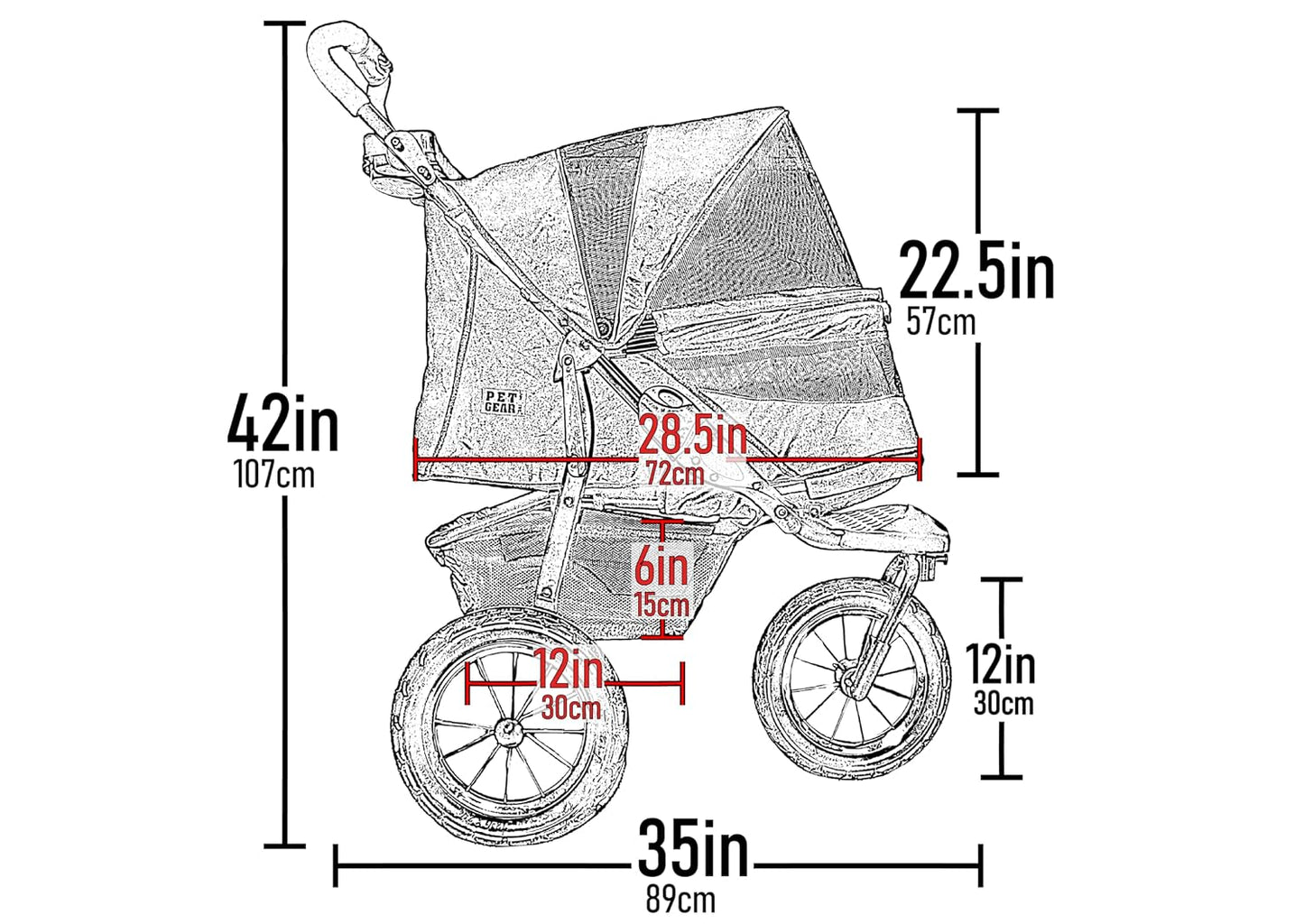 Pet Gear No-Zip AT3 Pet Stroller for Cats/Dogs, Sea Salt | Zipperless Entry, Easy One-Hand Fold, Jogging Tires, Removable Liner, Cup Holder + Storage Basket | Product image 3