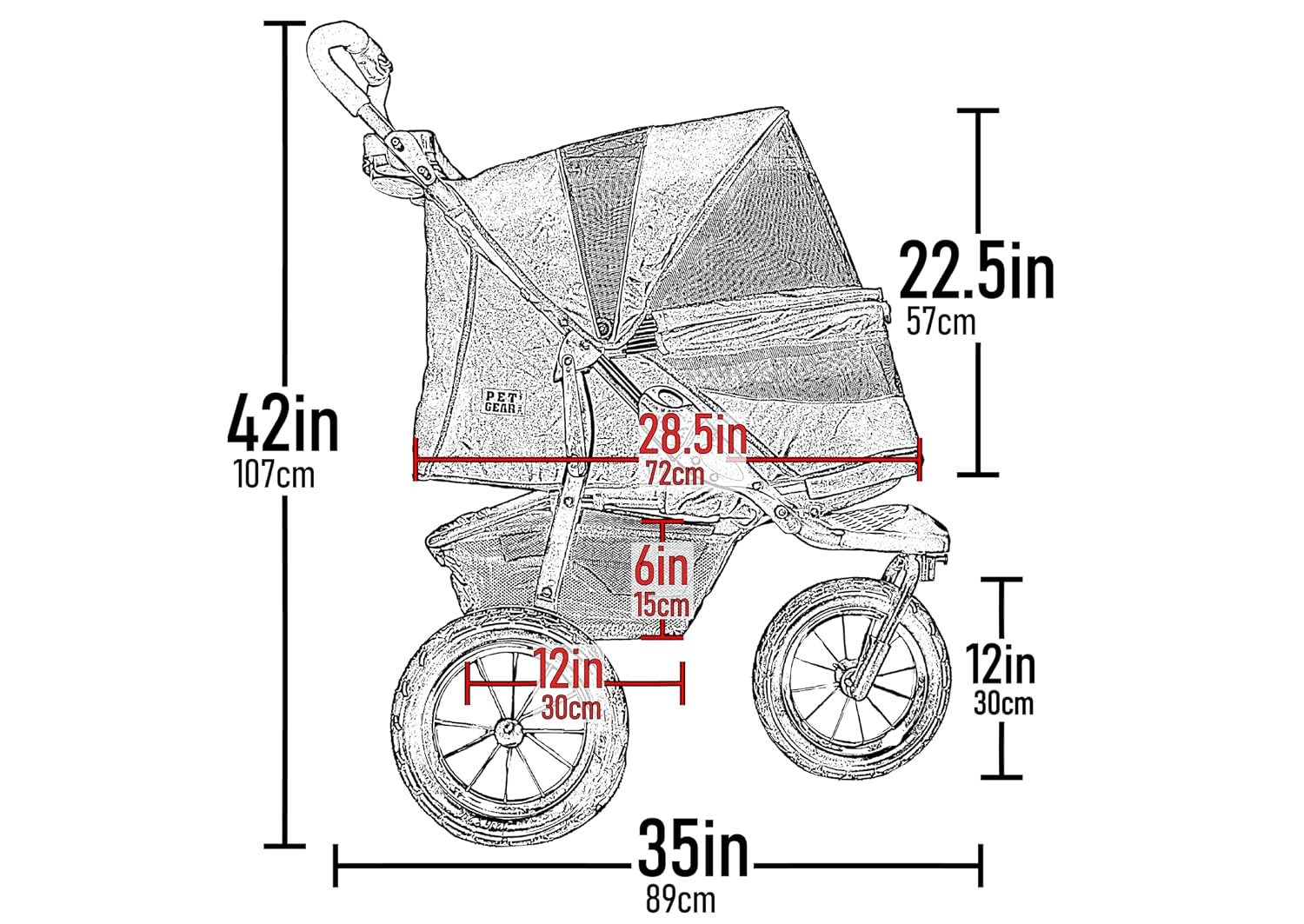 Pet Gear No-Zip AT3 Pet Stroller for Cats/Dogs, Sea Salt | Zipperless Entry, Easy One-Hand Fold, Jogging Tires, Removable Liner, Cup Holder + Storage Basket | Product image 3