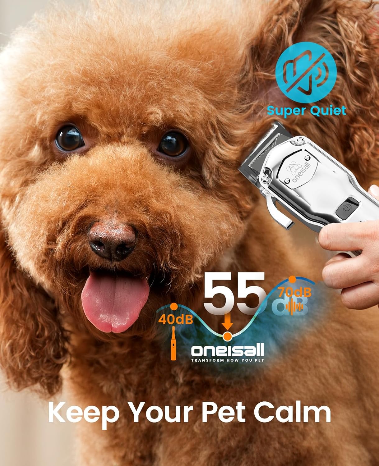 oneisall Professional Dog Grooming Clippers for Thick Hair | 4 Metal Combs,Stainless Steel Blades,Rechargeable Cordless,Low Noise,4H Runtime,IPX7 Waterproof,LED Display,676PRO | Product image 5