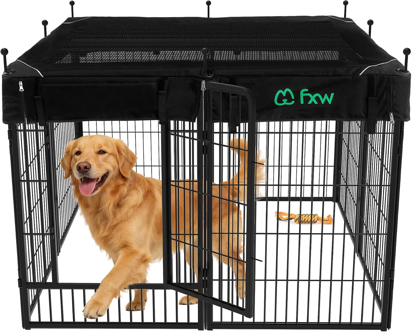 Rollick Dog Playpen, Indoor, Yard & RV Camping, 24" H, 8 Panels | Easy setup, Heavy-duty, DIY layouts, Walk-through gate, for Puppies & Small Dogs, Patented