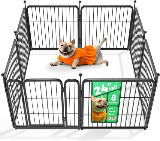 FXW Rollick Dog Playpen, Indoor, Yard & RV Camping, 24" H, 8 Panels | Easy setup, Heavy-duty, DIY layouts, Walk-through gate, for Puppies & Small Dogs, Patented | 24"H / Black / 8 Panels | Main product image