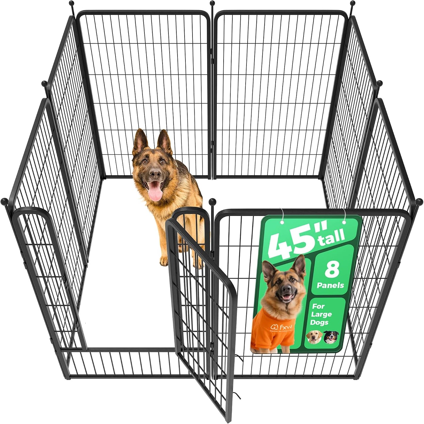 Rollick Dog Playpen, Indoor, Yard & RV Camping, 24" H, 8 Panels | Easy setup, Heavy-duty, DIY layouts, Walk-through gate, for Puppies & Small Dogs, Patented