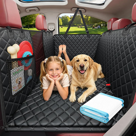 URPOWER Hard Bottom Dog Car Seat Cover for Back Seat | Matte Black / Standard - 54" Length | Main product image