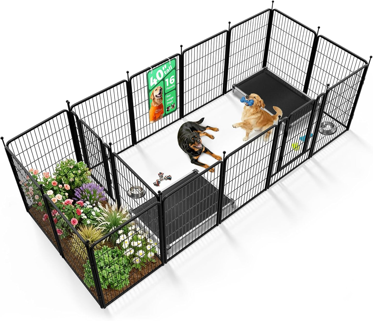 Rollick Dog Playpen, Indoor, Yard & RV Camping, 24" H, 8 Panels | Easy setup, Heavy-duty, DIY layouts, Walk-through gate, for Puppies & Small Dogs, Patented