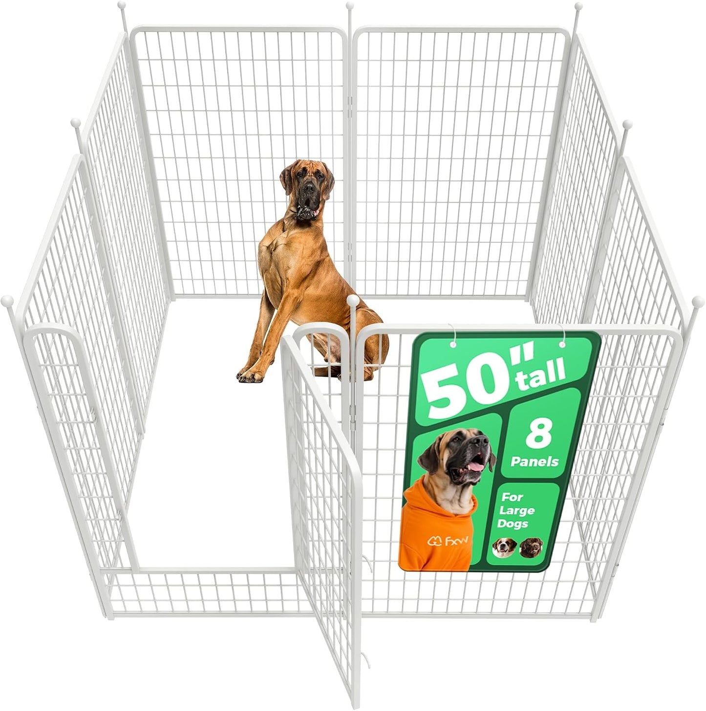 Rollick Dog Playpen, Indoor, Yard & RV Camping, 24" H, 8 Panels | Easy setup, Heavy-duty, DIY layouts, Walk-through gate, for Puppies & Small Dogs, Patented
