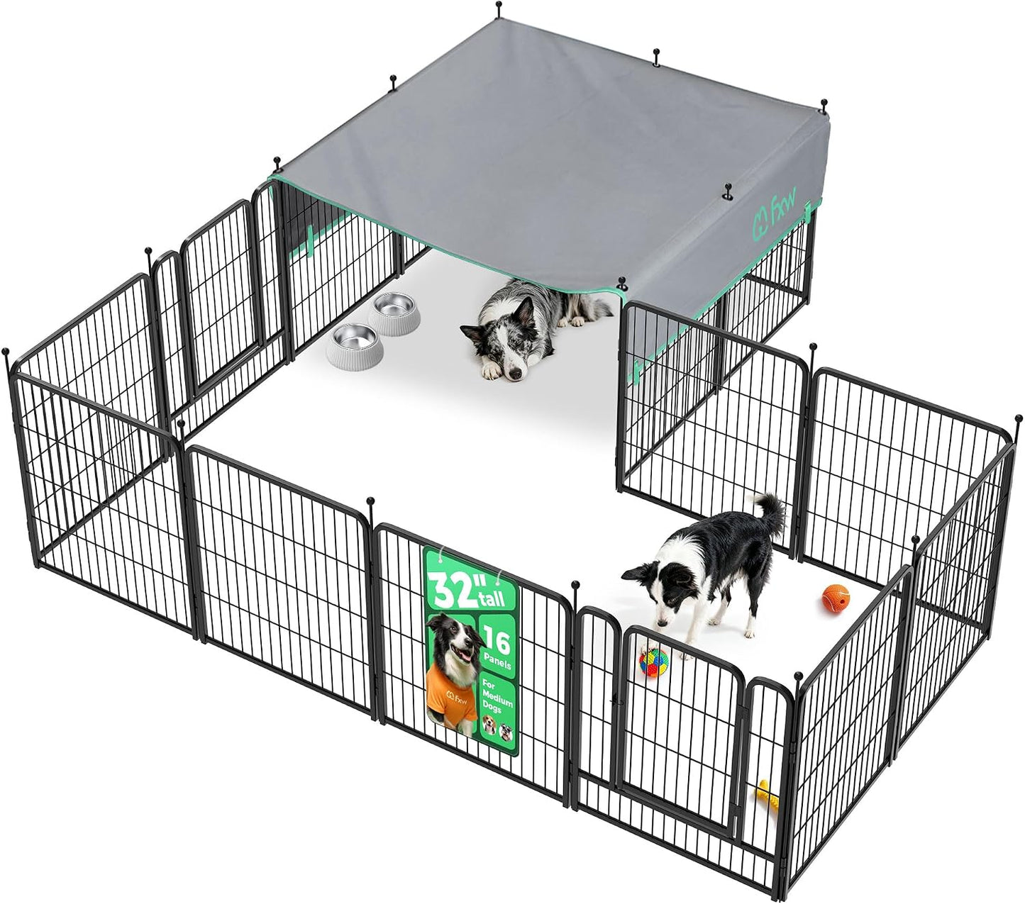 Rollick Dog Playpen, Indoor, Yard & RV Camping, 24" H, 8 Panels | Easy setup, Heavy-duty, DIY layouts, Walk-through gate, for Puppies & Small Dogs, Patented