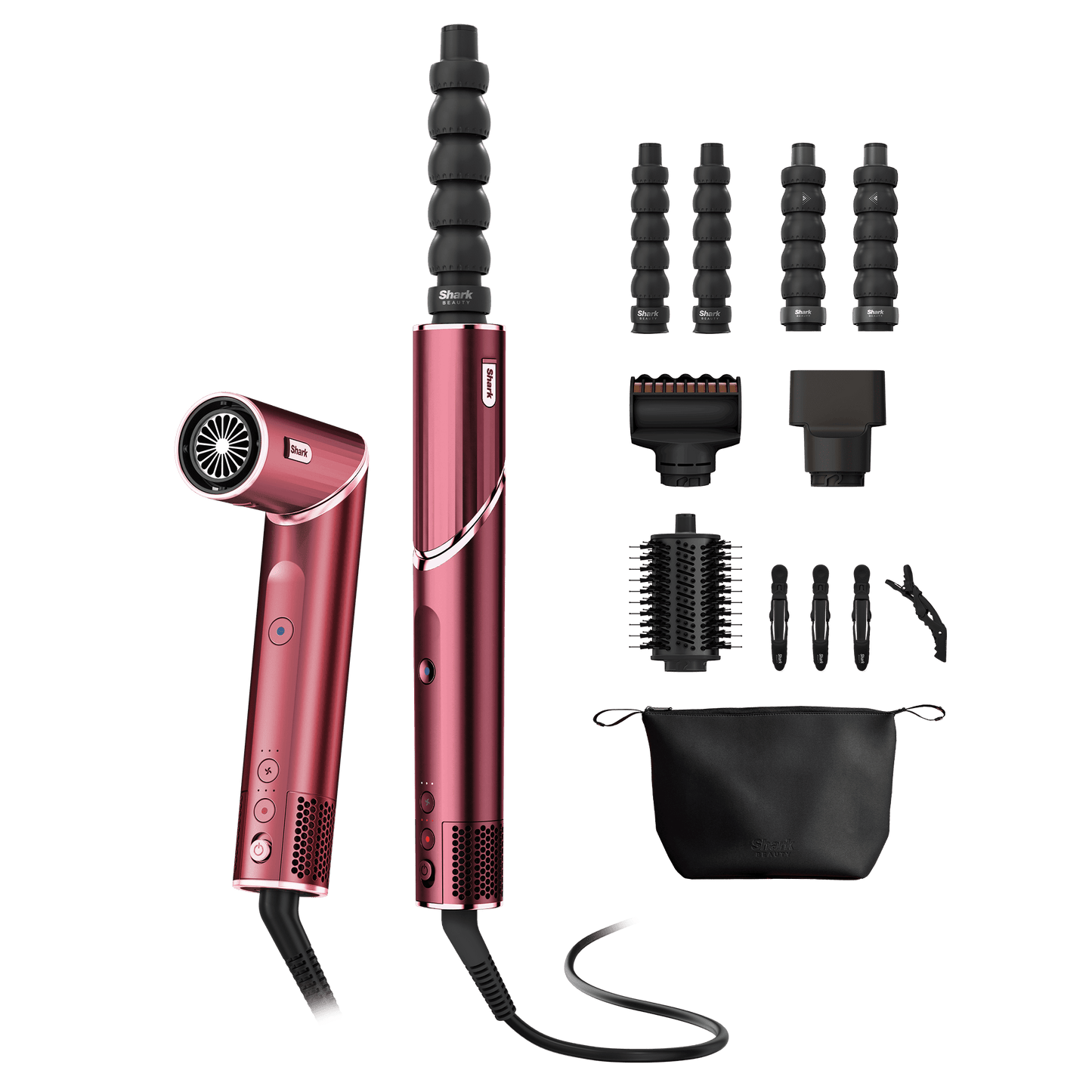 Shark FlexStyle 5-in-1 Haarstyler & -trockner mit Haarklammern und Aufbewahrungstasche | Dunkelrosa | Main product image